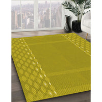 Patterned Dark Golden Brown Rug, pat290yw