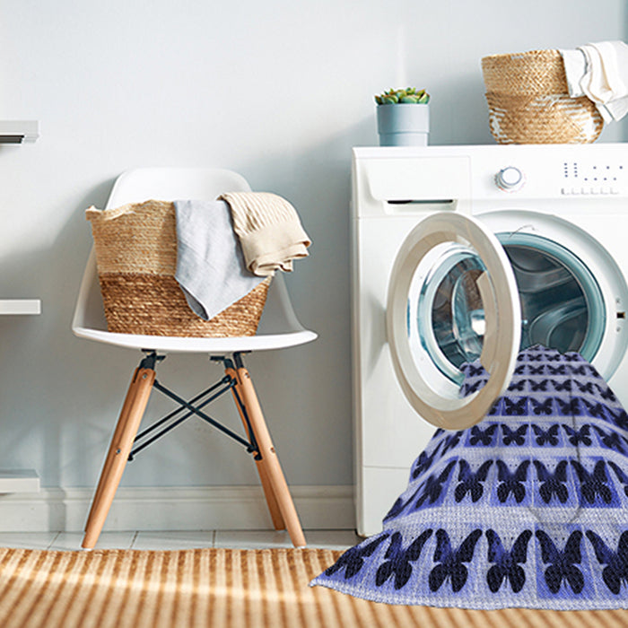 Machine Washable Transitional Blue Rug in a Washing Machine, wshpat2900blu