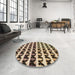 Round Patterned Bakers Brown Rug in a Office, pat2900brn