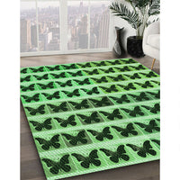 Patterned Deep Emerald Green Rug, pat2900grn