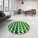 Round Patterned Deep Emerald Green Rug in a Office, pat2900grn