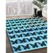 Machine Washable Transitional Medium Teal Green Rug in a Family Room, wshpat2900lblu