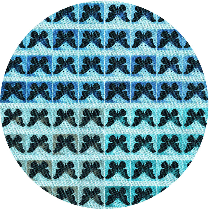 Square Patterned Medium Teal Green Rug, pat2900lblu