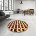 Round Patterned Red Brown Rug in a Office, pat2900org