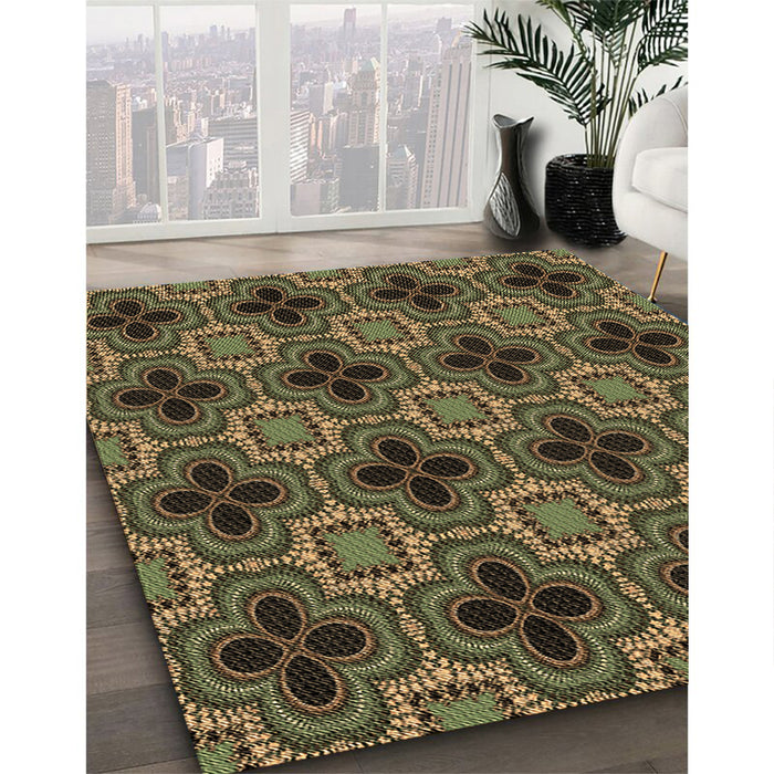Machine Washable Transitional Chocolate Brown Rug in a Family Room, wshpat2901brn