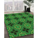 Machine Washable Transitional Deep Emerald Green Rug in a Family Room, wshpat2901grn