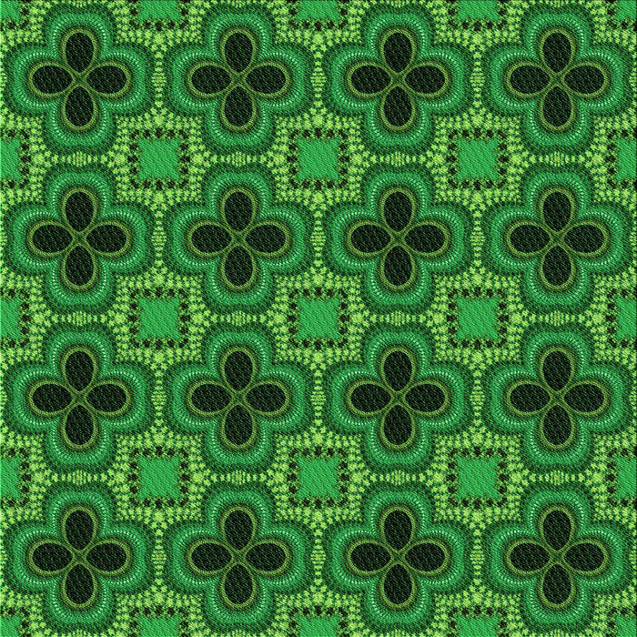 Round Patterned Deep Emerald Green Rug, pat2901grn