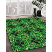 Patterned Deep Emerald Green Rug, pat2901grn