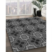 Patterned Charcoal Black Rug, pat2901gry