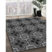 Patterned Charcoal Black Rug in Family Room, pat2901gry