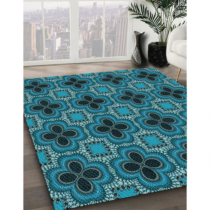 Machine Washable Transitional Blue Rug in a Family Room, wshpat2901lblu