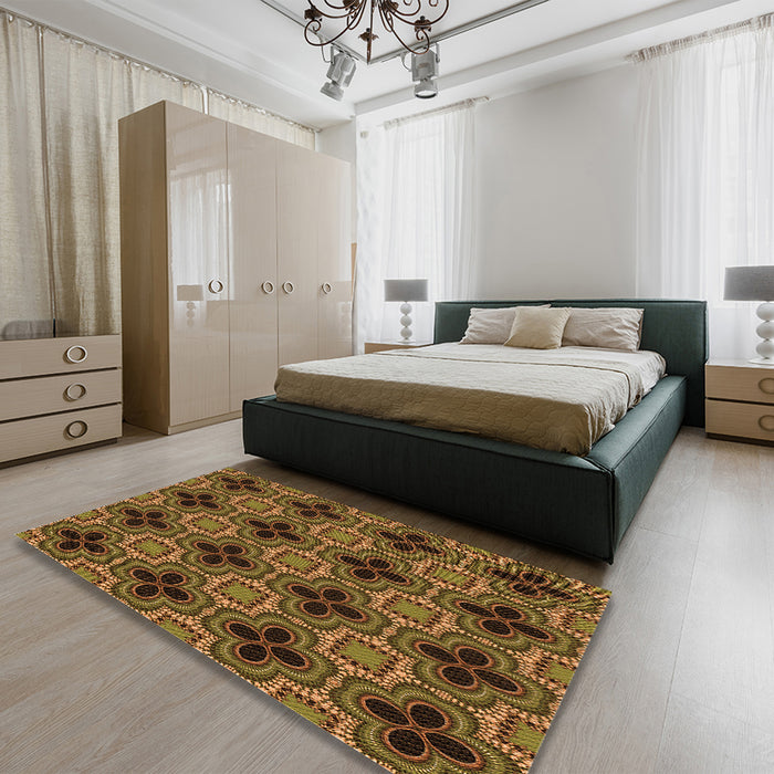 Patterned Red Rug in a Bedroom, pat2901org