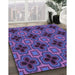 Machine Washable Transitional Medium Slate Blue Rug in a Family Room, wshpat2901pur