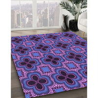 Patterned Medium Slate Blue Rug, pat2901pur