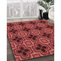 Patterned Cranberry Red Rug, pat2901rd