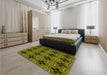 Patterned Pistachio Green Rug in a Bedroom, pat2901yw