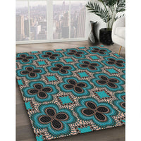 Patterned Charcoal Black Novelty Rug, pat2901