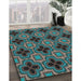 Patterned Charcoal Black Novelty Rug in Family Room, pat2901