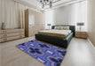 Patterned Medium Slate Blue Rug in a Bedroom, pat2902blu