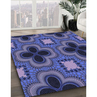 Patterned Medium Slate Blue Rug, pat2902blu