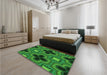 Patterned Deep Emerald Green Rug in a Bedroom, pat2902grn