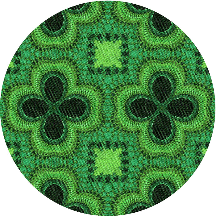 Square Patterned Deep Emerald Green Rug, pat2902grn