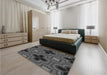 Patterned Platinum Gray Rug in a Bedroom, pat2902gry