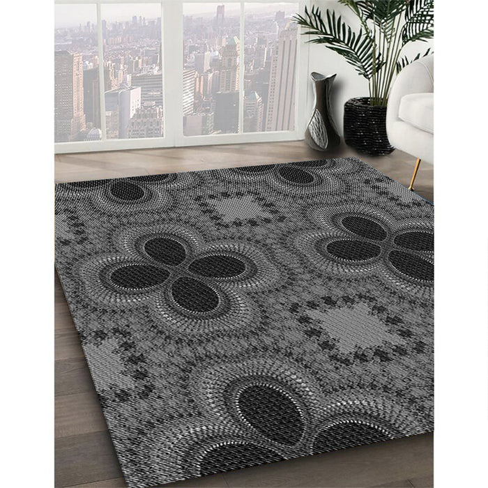Machine Washable Transitional Platinum Gray Rug in a Family Room, wshpat2902gry