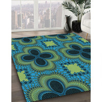 Patterned Mint Green Rug, pat2902lblu