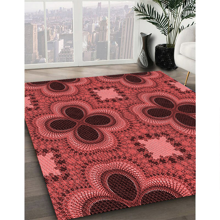 Machine Washable Transitional Red Rug in a Family Room, wshpat2902rd