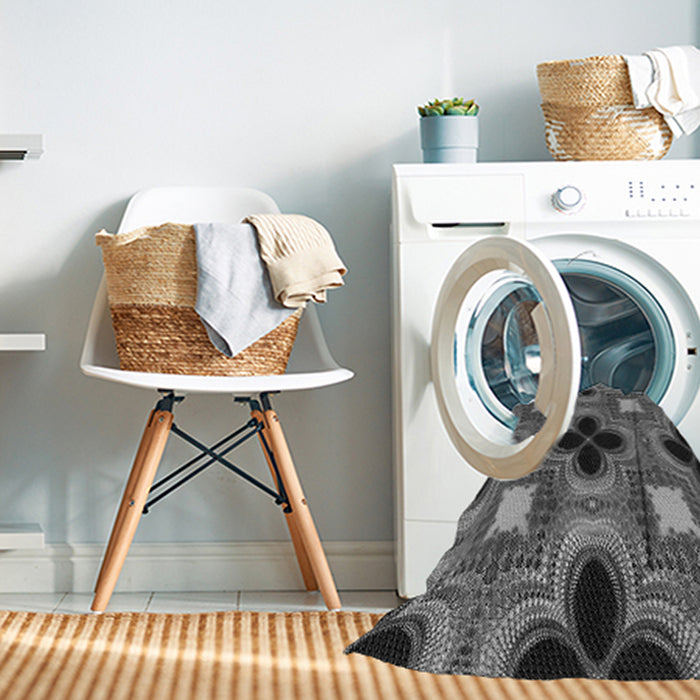 Machine Washable Transitional Dark Gray Black Rug in a Washing Machine, wshpat2903gry