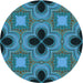 Square Machine Washable Transitional Medium Teal Green Rug in a Living Room, wshpat2903lblu