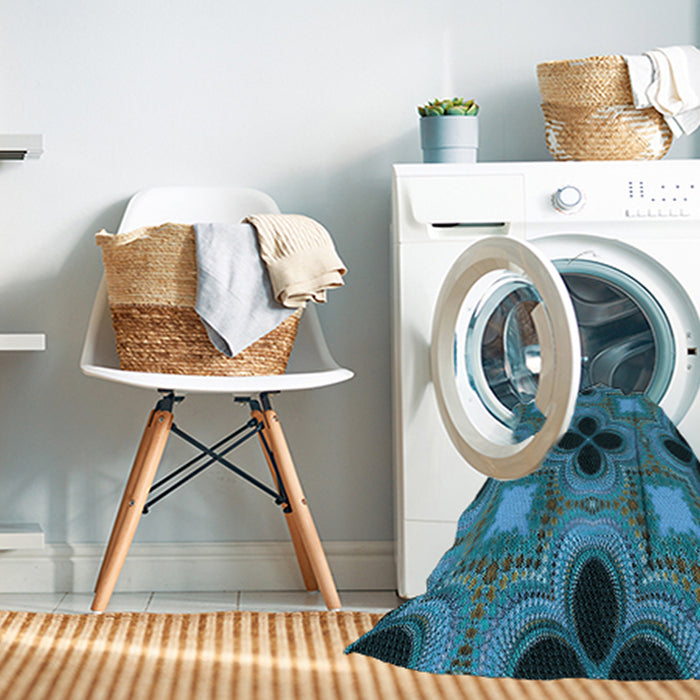 Machine Washable Transitional Medium Teal Green Rug in a Washing Machine, wshpat2903lblu