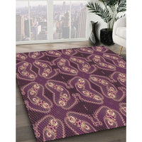 Patterned Red Rug, pat2904brn