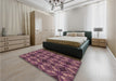 Patterned Red Rug in a Bedroom, pat2904brn