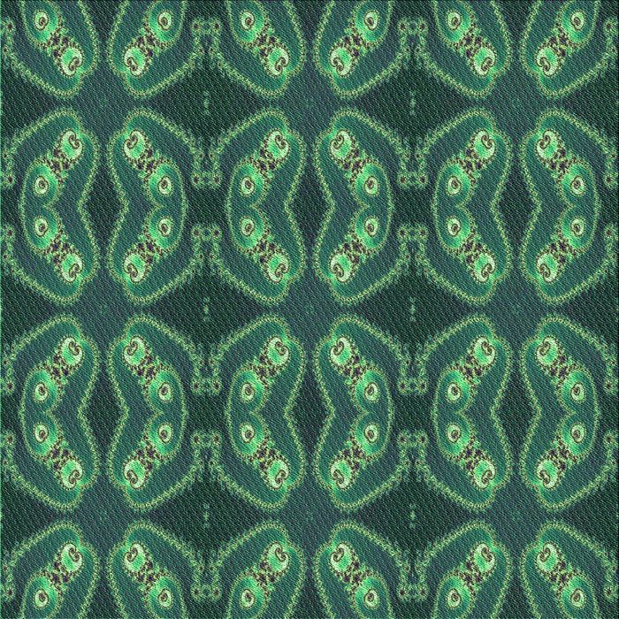 Round Patterned Dark Blue Grey Blue Rug, pat2904grn