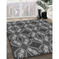 Patterned Gunmetal Gray Rug, pat2904gry