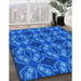 Patterned Blue Rug in Family Room, pat2904lblu