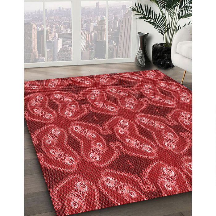 Machine Washable Transitional Red Rug in a Family Room, wshpat2904rd