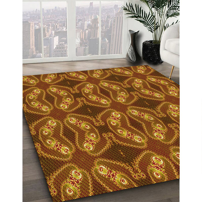 Patterned Orange Rug in Family Room, pat2904yw