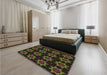 Patterned Chocolate Brown Rug in a Bedroom, pat2905brn