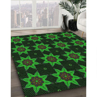 Patterned Black Rug, pat2905grn