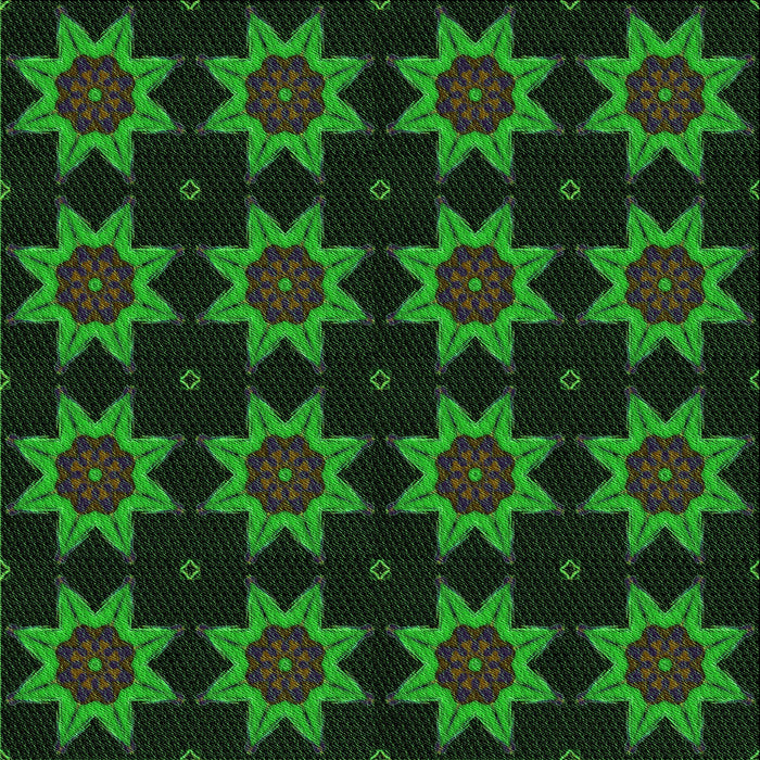 Round Patterned Black Rug, pat2905grn