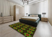 Patterned Red Rug in a Bedroom, pat2905yw