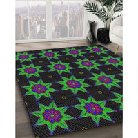 Patterned Pine Green Novelty Rug, pat2905