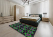 Machine Washable Transitional Pine Green Rug in a Bedroom, wshpat2905