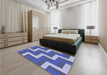 Patterned Denim Blue Rug in a Bedroom, pat2906blu