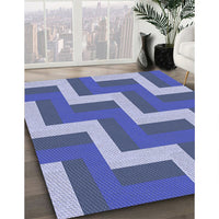 Patterned Denim Blue Rug, pat2906blu