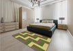 Patterned Green Rug in a Bedroom, pat2906brn