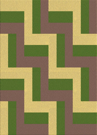 Machine Washable Transitional Green Rug, wshpat2906brn